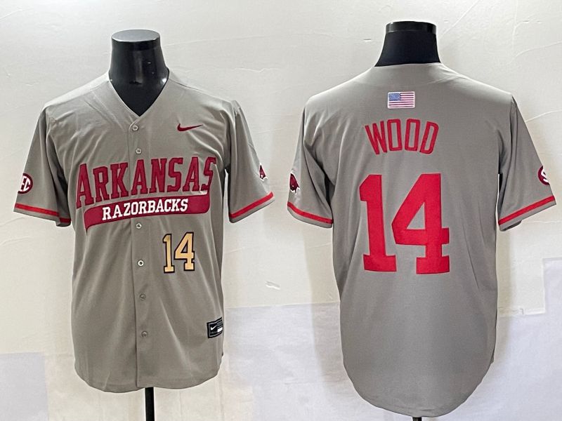 Men 2025 Alabama Crimson Tide #14 Wood Grey Nike Joint Name Nike NCAA Jersey style 4